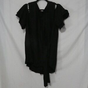 IN EVERY STORY ... | size 18 | Black Cold Shoulder Open Tie Front Shirt